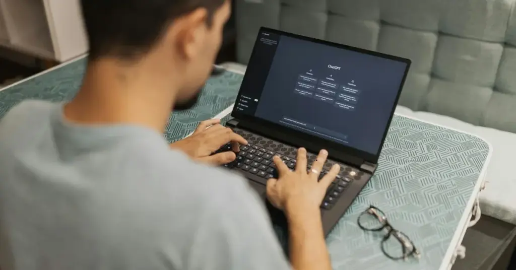 Man Working with ChatGPT AI System